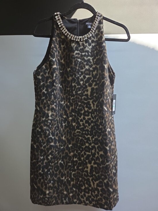 BCBG Dresses & Skirts - BCBG Womens Sleeveless Jewel Neck Animal Print Sheath Mini Dress Size 8 New NWT